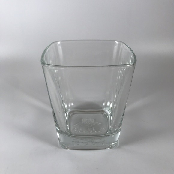 Crown Royal Black Whiskey Square Old Fashioned Glass Heavy Bottom Embossed Italy - Picture 1 of 6